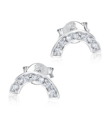 Semicircle CZ Stone Silver Ear Stud STS-5105